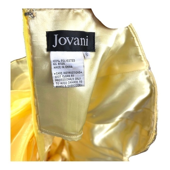 Jovani Prom Short Dress Yellow Tulle Strapless Sparkle Ruffle Glittery 8 - Picture 7 of 8